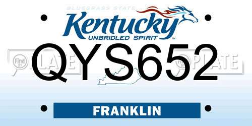 QYS652 Kentucky License Plate