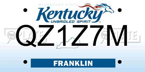 QZ1Z7M Kentucky License Plate