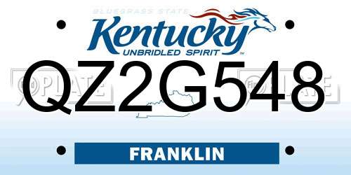 QZ2G548 Kentucky License Plate
