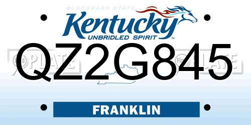 QZ2G845 Kentucky License Plate