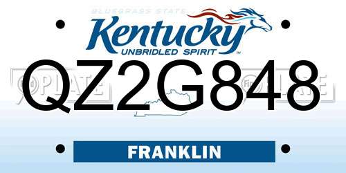 QZ2G848 Kentucky License Plate