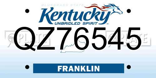 QZ76545 Kentucky License Plate