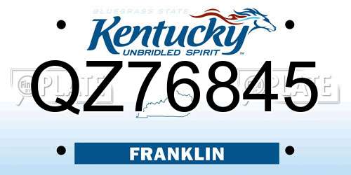 QZ76845 Kentucky License Plate