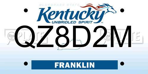 QZ8D2M Kentucky License Plate