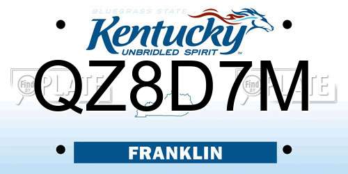 QZ8D7M Kentucky License Plate