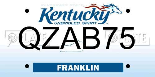 QZAB75 Kentucky License Plate