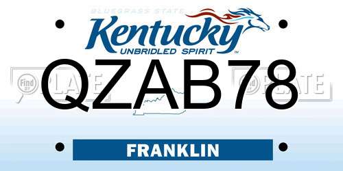 QZAB78 Kentucky License Plate