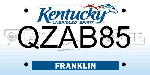 QZAB85 Kentucky License Plate