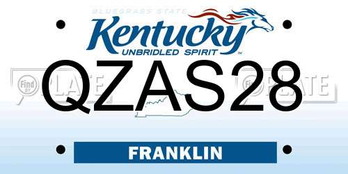 QZAS28 Kentucky License Plate