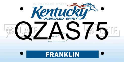 QZAS75 Kentucky License Plate