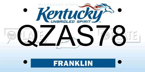 QZAS78 Kentucky License Plate