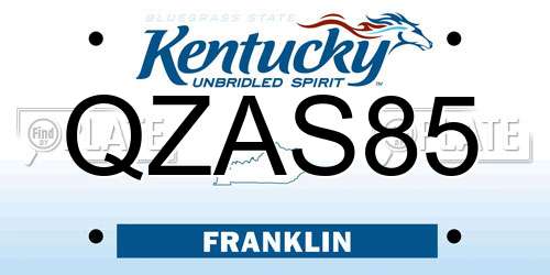 QZAS85 Kentucky License Plate