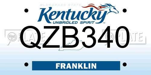 QZB340 Kentucky License Plate