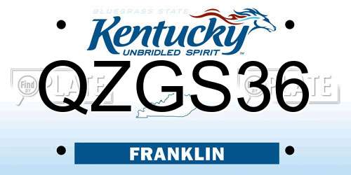 QZGS36 Kentucky License Plate