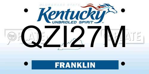 QZI27M Kentucky License Plate