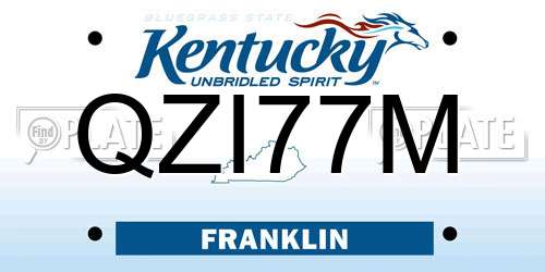 QZI77M Kentucky License Plate