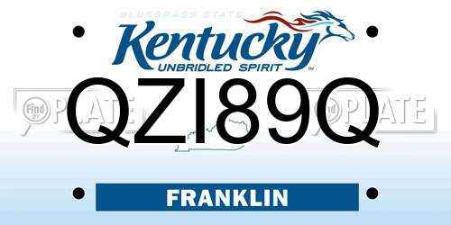 QZI89Q Kentucky License Plate