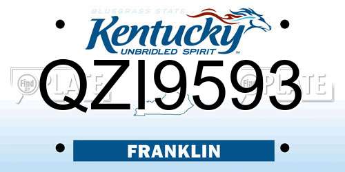 QZI9593 Kentucky License Plate