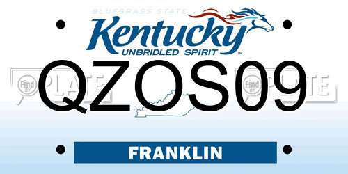 QZOS09 Kentucky License Plate