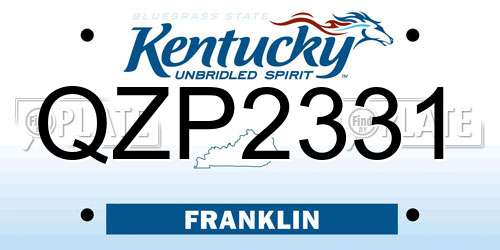 QZP2331 Kentucky License Plate