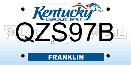 QZS97B Kentucky License Plate