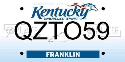 QZTO59 Kentucky License Plate