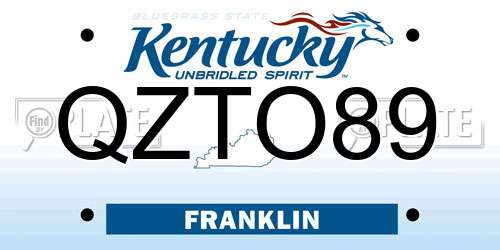 QZTO89 Kentucky License Plate