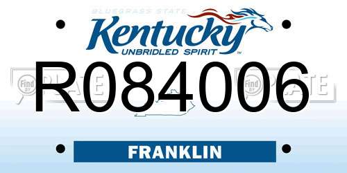 R084006 Kentucky License Plate