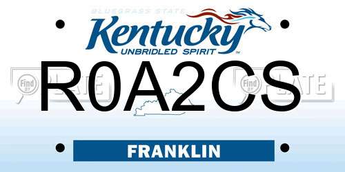R0A2CS Kentucky License Plate