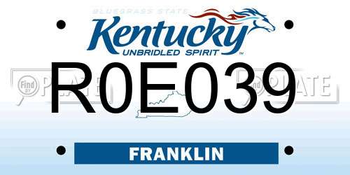 R0E039 Kentucky License Plate