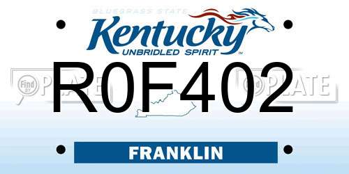 R0F402 Kentucky License Plate