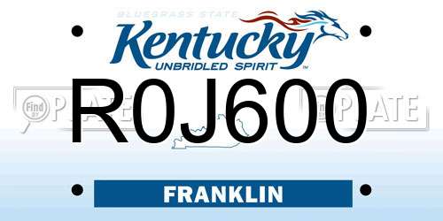 R0J600 Kentucky License Plate