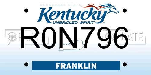 R0N796 Kentucky License Plate