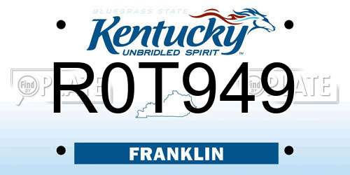 R0T949 Kentucky License Plate