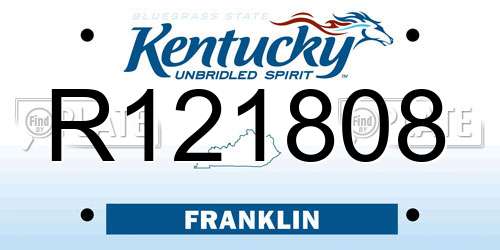 R121808 Kentucky License Plate