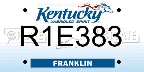 R1E383 Kentucky License Plate