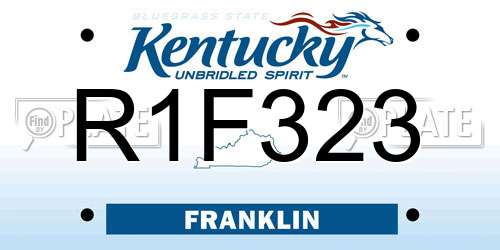 R1F323 Kentucky License Plate