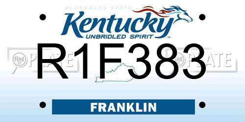 R1F383 Kentucky License Plate