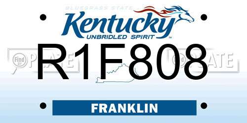 R1F808 Kentucky License Plate