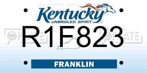 R1F823 Kentucky License Plate