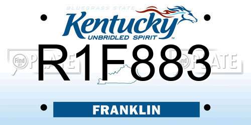 R1F883 Kentucky License Plate