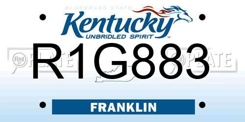 R1G883 Kentucky License Plate