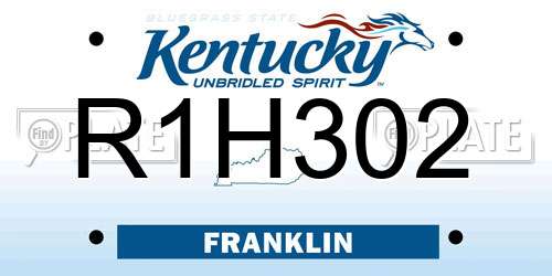 R1H302 Kentucky License Plate