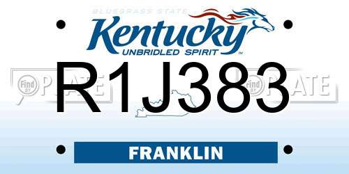 R1J383 Kentucky License Plate
