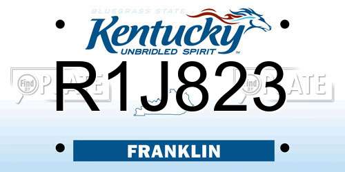 R1J823 Kentucky License Plate