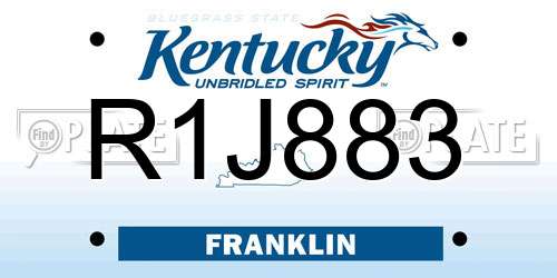 R1J883 Kentucky License Plate