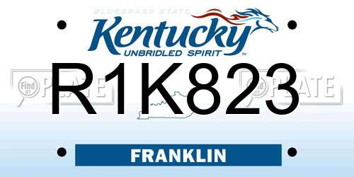 R1K823 Kentucky License Plate