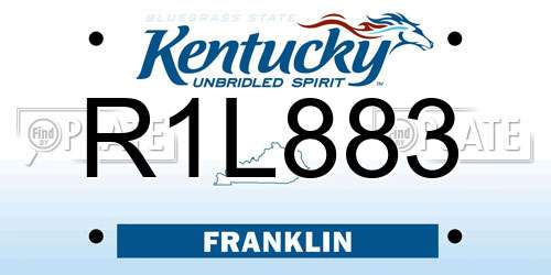 R1L883 Kentucky License Plate