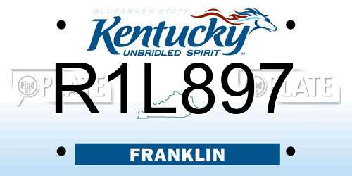 R1L897 Kentucky License Plate