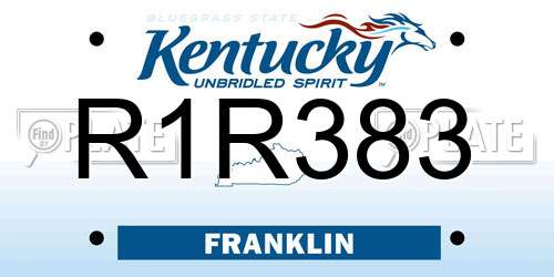R1R383 Kentucky License Plate